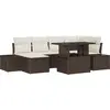 Image de vidaXL Ensemble de canapé de jardin avec mémoire 7 pcs brun poly rotin