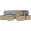 Image de vidaXL Ensemble de canapé de jardin avec mémoire 7 pcs Beige Poly Rattan