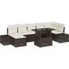 Image de vidaXL Ensemble de canapé de jardin avec mémoire 8 pcs brun poly rotin