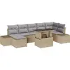Image de vidaXL Ensemble de canapé de jardin avec mémoire 8 pcs Beige Poly Rattan