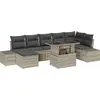 Image de vidaXL Ensemble de canapé de jardin avec mémoire 8 pcs gris clair Poly rotin