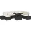 Image de vidaXL Ensemble de canapé de jardin avec mémoire 9 pcs noir poly rotin
