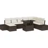 Image de vidaXL Ensemble de canapé de jardin avec mémoire 9 pcs brun poly rotin