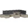 Image de vidaXL Ensemble de canapé de jardin avec mémoire 9 pcs gris clair Poly rotin