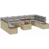 Image de vidaXL Ensemble de canapé de jardin avec mémoire 11 pcs Beige Poly Rattan