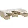 Image de vidaXL Ensemble de canapé de jardin avec mémoire 11 pcs Beige Poly Rattan