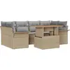 Image de vidaXL Ensemble de canapé de jardin avec mémoire 7 pcs Beige Poly Rattan