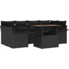 Image de vidaXL Ensemble de canapé de jardin avec mémoire 7 pcs noir poly rotin