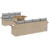 Image de vidaXL Ensemble de canapé de jardin avec mémoire 8 pcs Beige Poly Rattan