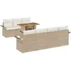 Image de vidaXL Ensemble de canapé de jardin avec mémoire 8 pcs Beige Poly Rattan