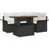 Image de vidaXL Ensemble de canapé de jardin avec mémoire 5 pcs noir poly rotin