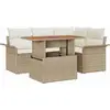 Image de Ensemble de salon de jardin vidaXL, 5 pièces, en polyrotin beige