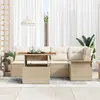 Image de vidaXL Ensemble de canapé de jardin avec mémoire 6 pcs Beige Poly Rattan