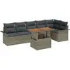 Image de vidaXL Ensemble de canapé de jardin avec mémoire 7 pcs Gris Poly Rattan