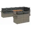 Image de vidaXL Ensemble de canapé de jardin avec mémoire 9 pcs Gris Poly Rattan