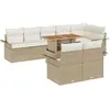 Image de vidaXL Ensemble de canapé de jardin avec mémoire 9 pcs Beige Poly Rattan