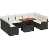 Image de vidaXL Ensemble de canapé de jardin avec mémoire 10 pcs noir poly rotin