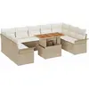 Image de Ensemble de salon de jardin vidaXL, 10 pièces, en résine tressée beige