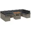 Image de vidaXL Ensemble de canapé de jardin avec mémoire 9 pcs Gris Poly Rattan