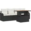 Image de vidaXL Ensemble canapé de jardin avec mémoire 5 pcs noir poly rotin