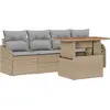 Image de vidaXL Ensemble de canapé de jardin avec mémoire 5 pcs Beige Poly-Rattan