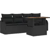 Image de vidaXL Ensemble canapé de jardin avec mémoire 5 pcs noir poly rotin