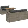 Image de vidaXL Ensemble de canapé de jardin avec mémoire 6 pcs Gris Poly Rattan