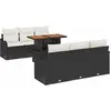 Image de vidaXL Ensemble de canapé de jardin avec mémoire 7 pcs noir poly rotin