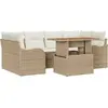 Image de vidaXL Ensemble de canapé de jardin avec mémoire 7 pcs Beige Poly Rattan