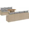 Image de vidaXL Ensemble de canapé de jardin avec mémoire 8 pcs Beige Poly Rattan