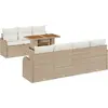 Image de vidaXL Ensemble de canapé de jardin avec mémoire 8 pcs Beige Poly Rattan