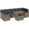 Image de vidaXL Ensemble de canapé de jardin avec mémoire 8 pcs Gris Poly Rattan