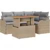 Image de vidaXL Ensemble de canapé de jardin avec mémoire 5 pcs Beige Poly Rattan