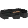 Image de vidaXL Ensemble de canapé de jardin avec mémoire 9 pcs noir poly rotin