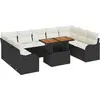 Image de vidaXL Ensemble de canapé de jardin avec mémoire 10 pcs noir poly rotin