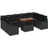 Image de vidaXL Ensemble de canapé de jardin avec mémoire 10 pcs noir poly rotin