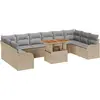 Image de vidaXL Ensemble de canapé de jardin avec mémoire 11 pcs Beige Poly Rattan