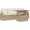 Image de vidaXL Ensemble de canapé de jardin avec mémoire 5 pcs Beige Poly Rattan