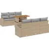 Image de vidaXL Ensemble de canapé de jardin avec mémoire 7 pcs Beige Poly Rattan