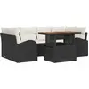 Image de vidaXL Ensemble de canapé de jardin avec mémoire 7 pcs noir poly rotin