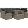 Image de vidaXL Ensemble de canapé de jardin avec mémoire 7 pcs Gris Poly Rattan