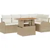 Image de vidaXL Ensemble de canapé de jardin avec mémoire 6 pcs Beige Poly Rattan