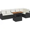 Image de vidaXL Ensemble de canapé de jardin avec mémoire 7 pcs noir poly rotin