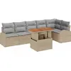 Image de vidaXL Ensemble de canapé de jardin avec mémoire 7 pcs Beige Poly Rattan