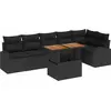 Image de vidaXL Ensemble de canapé de jardin avec mémoire 7 pcs noir poly rotin