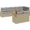 Image de Ensemble de salon de jardin vidaXL, 9 pièces, en résine tressée beige