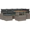 Image de vidaXL Ensemble de canapé de jardin avec mémoire 7 pcs Gris Poly Rattan