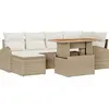 Image de vidaXL Ensemble de canapé de jardin avec mémoire 7 pcs Beige Poly Rattan
