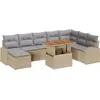 Image de vidaXL Ensemble de canapé de jardin avec mémoire 9 pcs Beige Poly Rattan