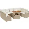 Image de vidaXL Ensemble de canapé de jardin avec mémoire 10 pcs Beige Poly Rattan